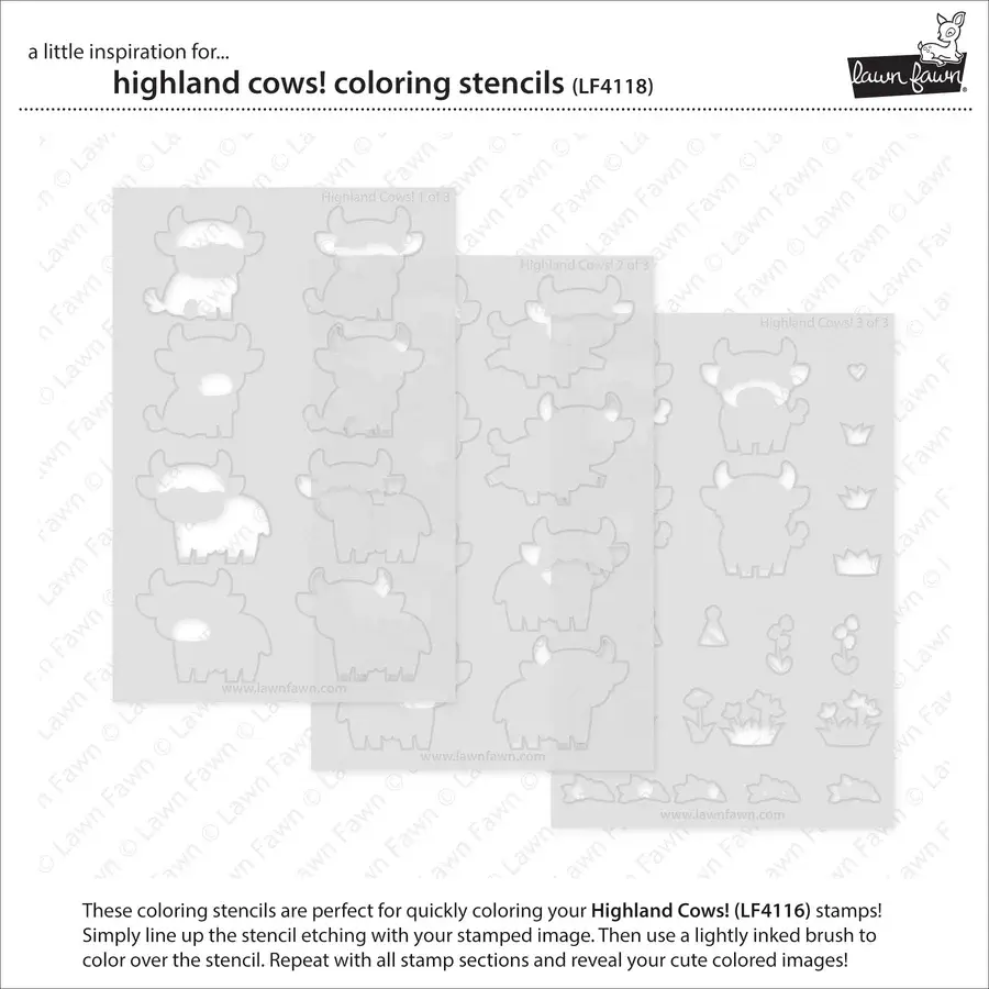 LAWN FAWN LAWN FAWN HIGHLAND COWS! COLORING STENCIL SET
