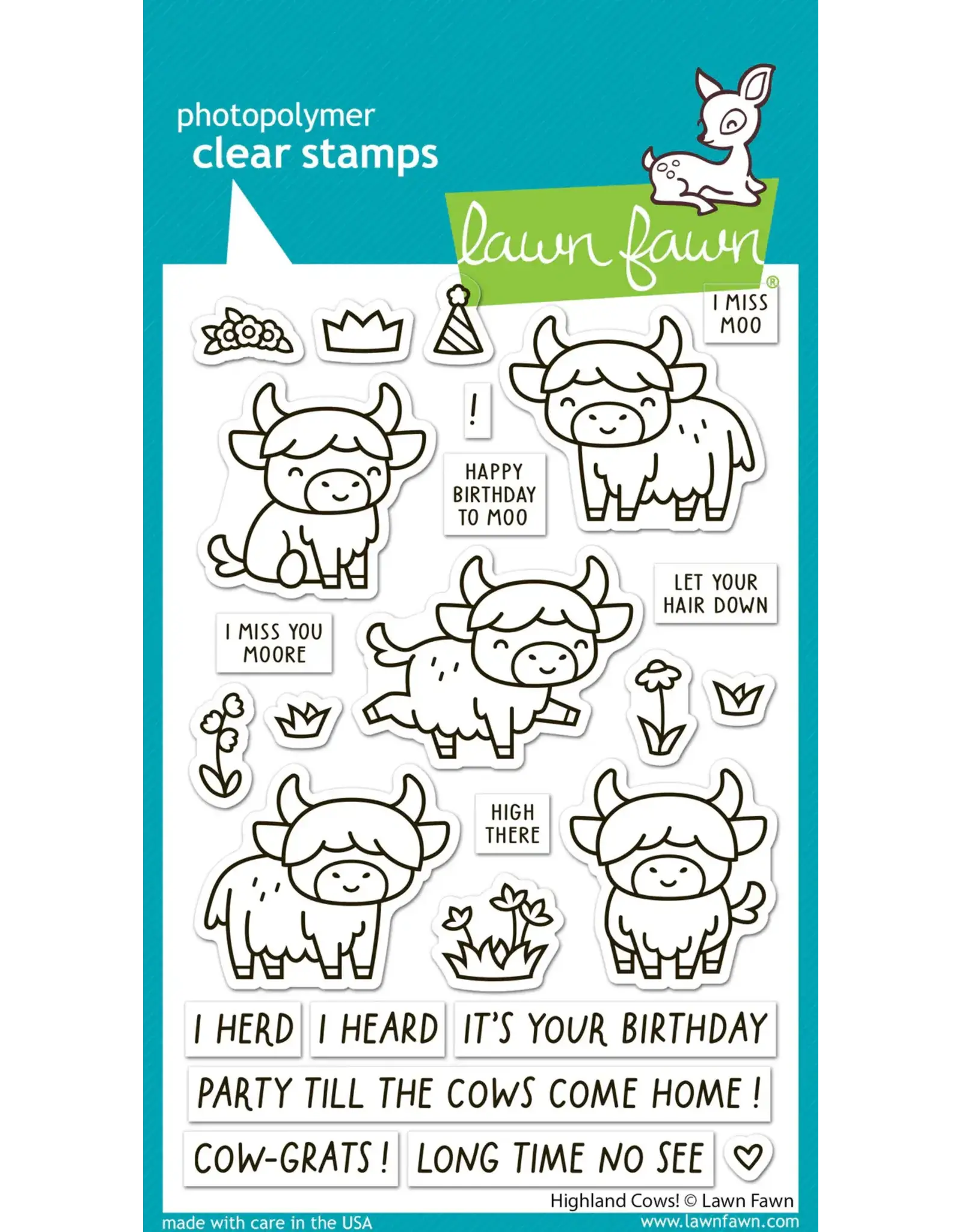 LAWN FAWN LAWN FAWN HIGHLAND COWS! CLEAR STAMP SET