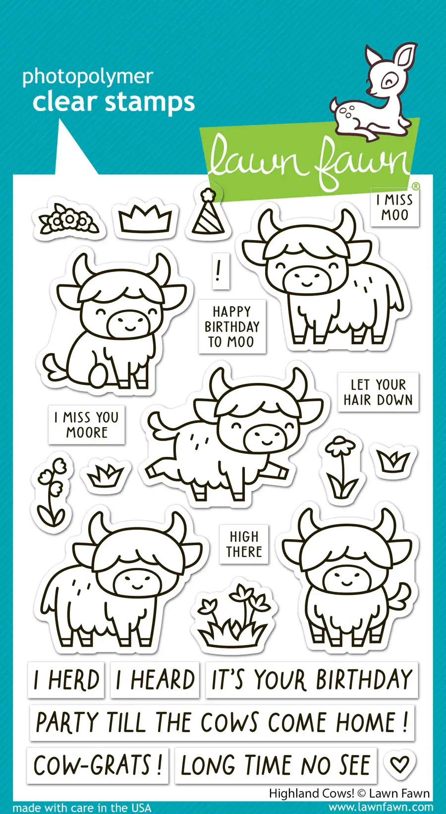 LAWN FAWN LAWN FAWN HIGHLAND COWS! CLEAR STAMP SET