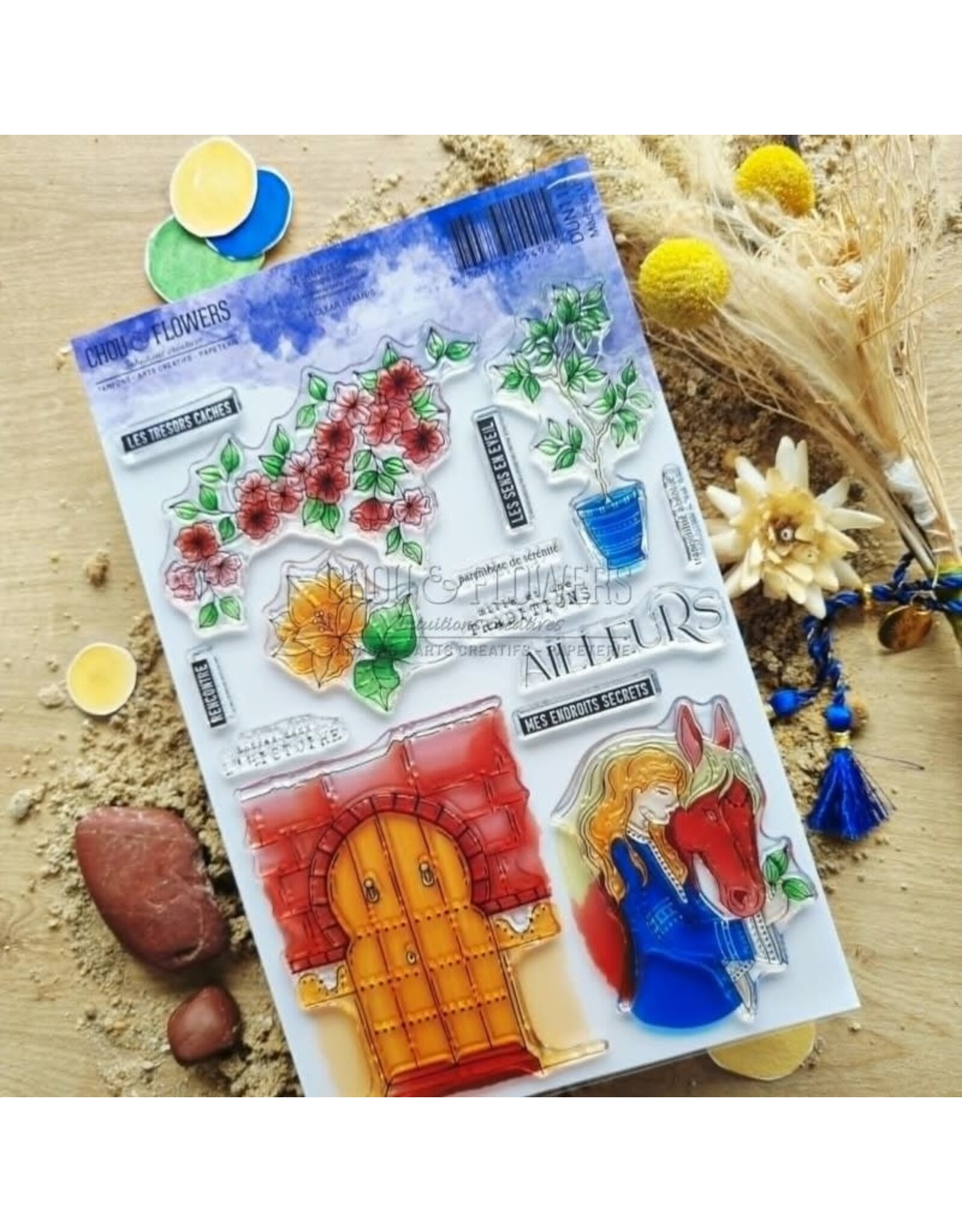 CHOU & FLOWERS CHOU & FLOWERS COLLECTION LE CHANT DES DUNES TRESORS CACHES A5 CLEAR STAMP SET
