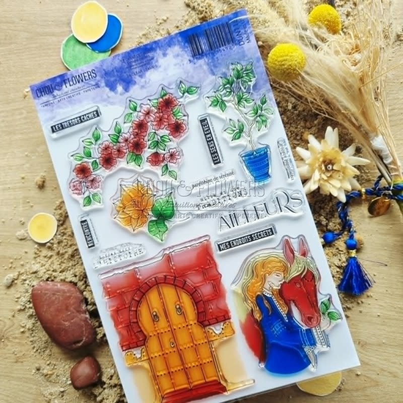 CHOU & FLOWERS CHOU & FLOWERS COLLECTION LE CHANT DES DUNES TRESORS CACHES A5 CLEAR STAMP SET
