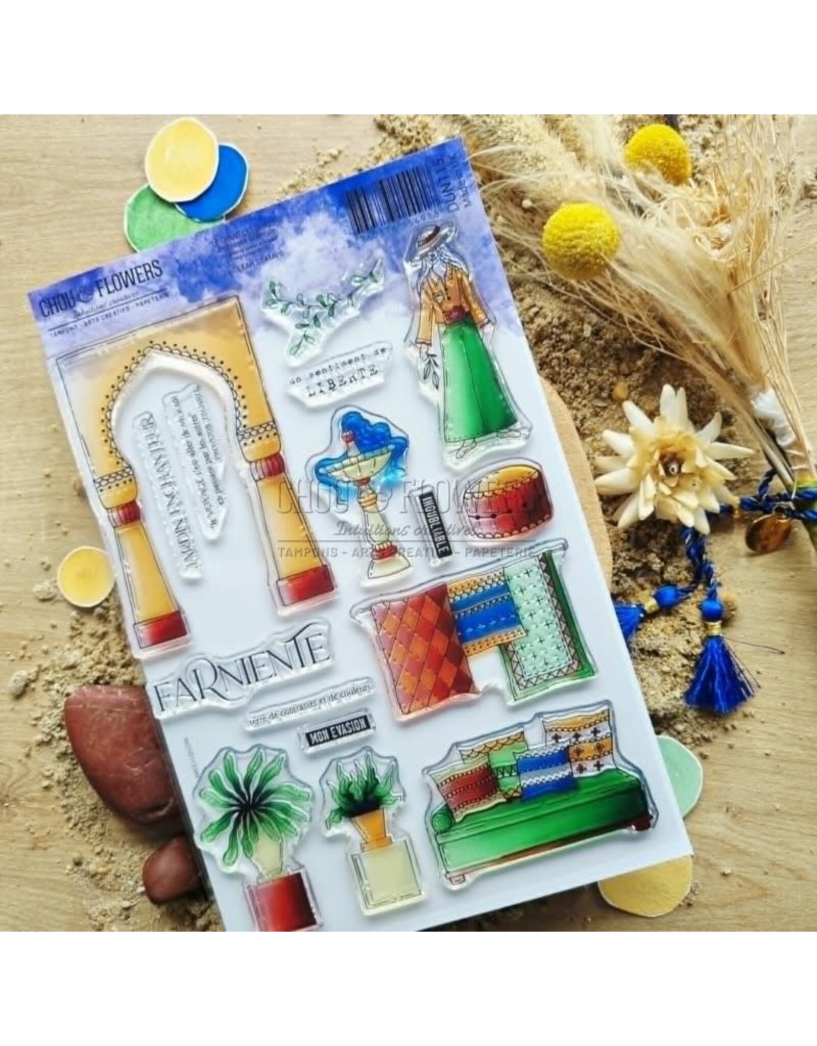 CHOU & FLOWERS CHOU & FLOWERS COLLECTION LE CHANT DES DUNES AMBIANCE ORIENTALE A5 CLEAR STAMP SET