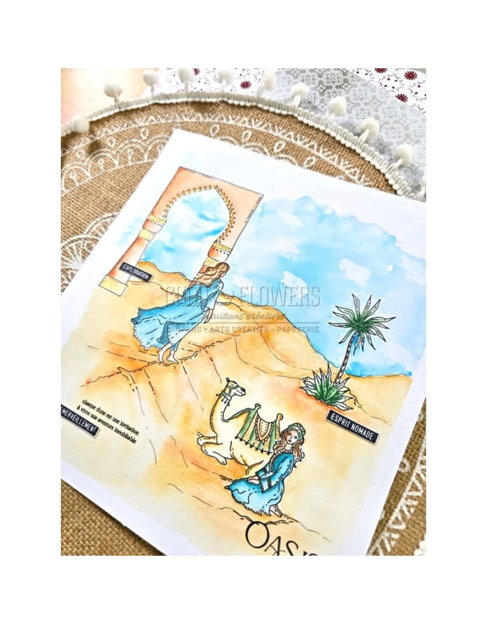 CHOU & FLOWERS CHOU & FLOWERS COLLECTION LE CHANT DES DUNES AMBIANCE ORIENTALE A5 CLEAR STAMP SET