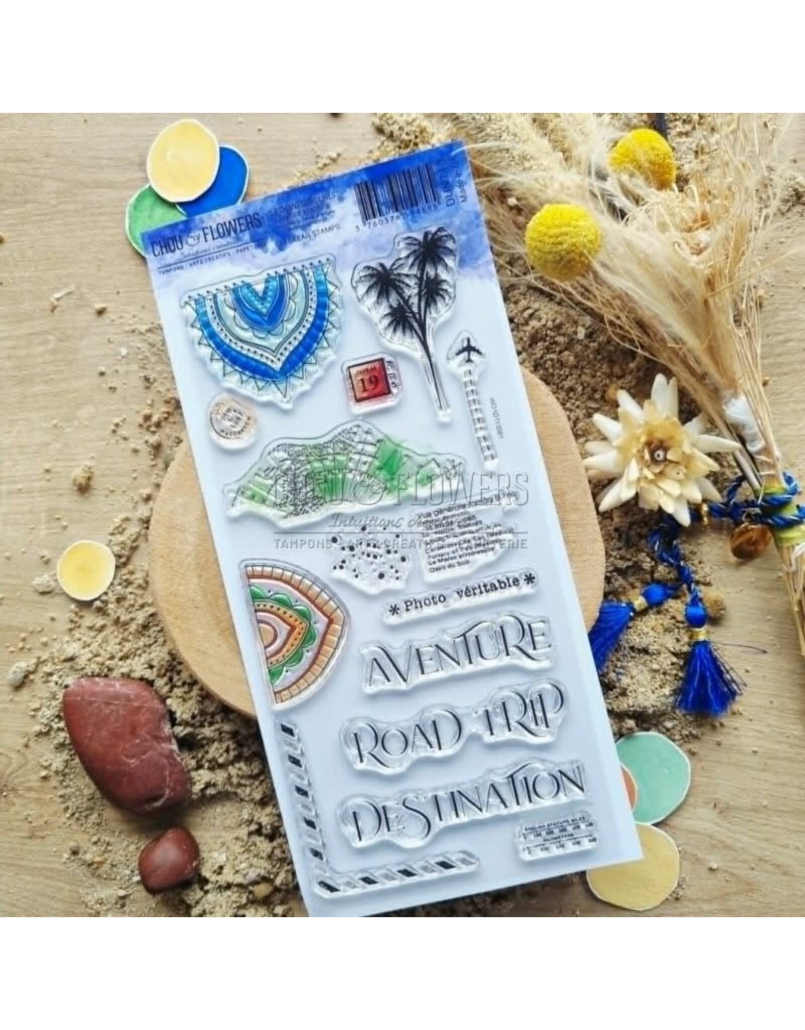 CHOU & FLOWERS CHOU & FLOWERS COLLECTION LE CHANT DES DUNES TEXTURE AVENTURE DL CLEAR STAMP SET
