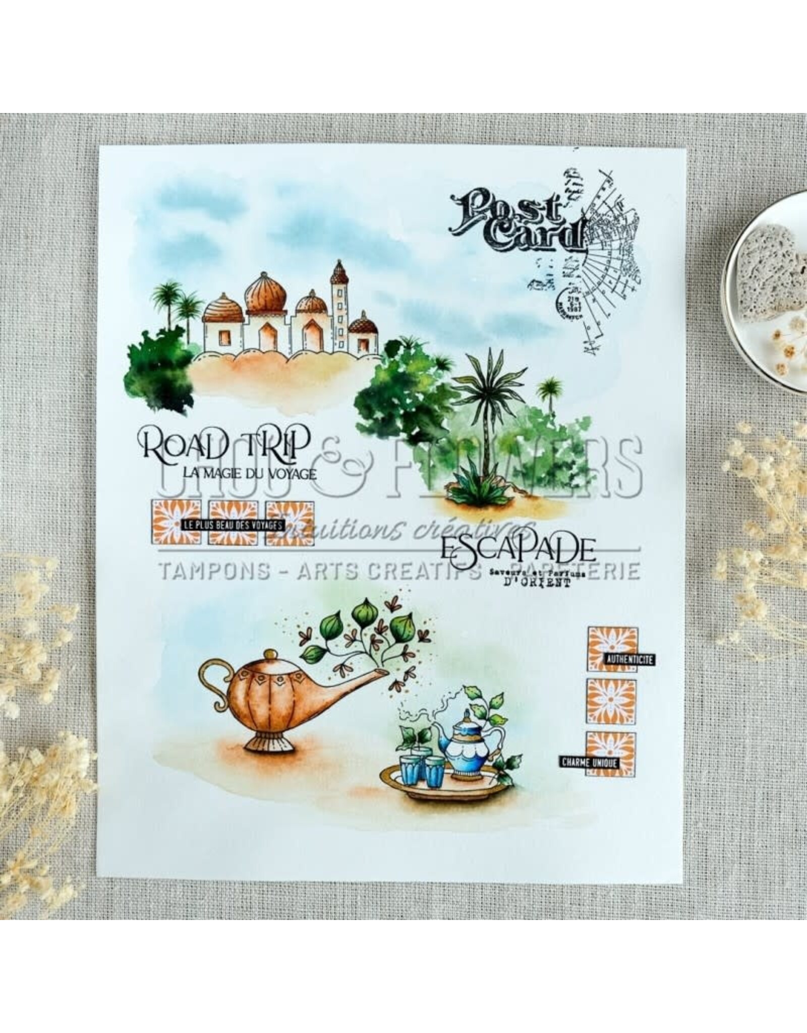 CHOU & FLOWERS CHOU & FLOWERS COLLECTION LE CHANT DES DUNES TEXTURE AVENTURE DL CLEAR STAMP SET