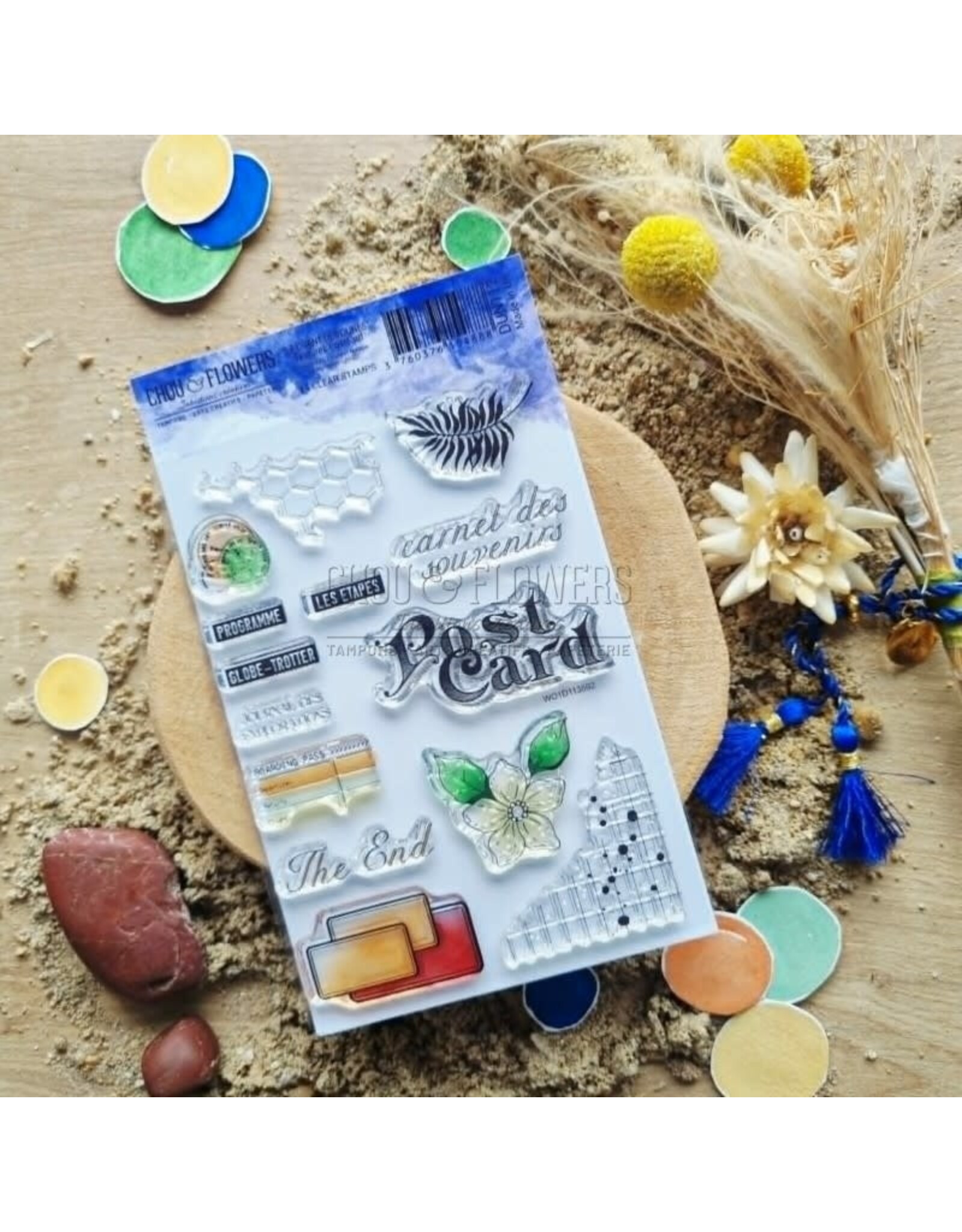 CHOU & FLOWERS CHOU & FLOWERS COLLECTION LE CHANT DES DUNES TEXTURES POSTCARD A6 CLEAR STAMP SET