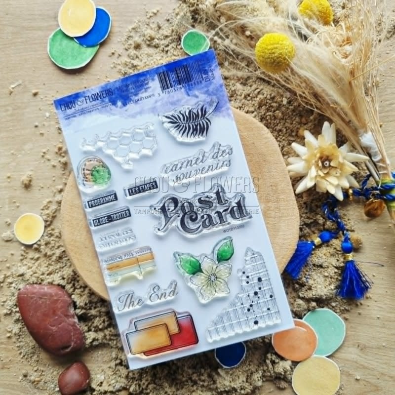 CHOU & FLOWERS CHOU & FLOWERS COLLECTION LE CHANT DES DUNES TEXTURES POSTCARD A6 CLEAR STAMP SET