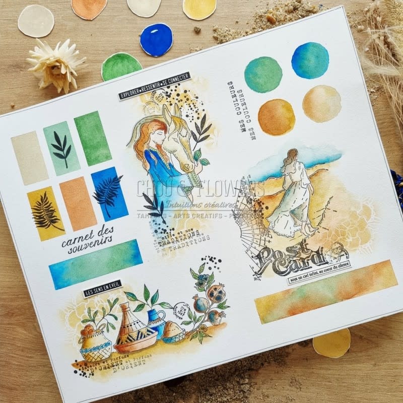 CHOU & FLOWERS CHOU & FLOWERS COLLECTION LE CHANT DES DUNES TEXTURES POSTCARD A6 CLEAR STAMP SET