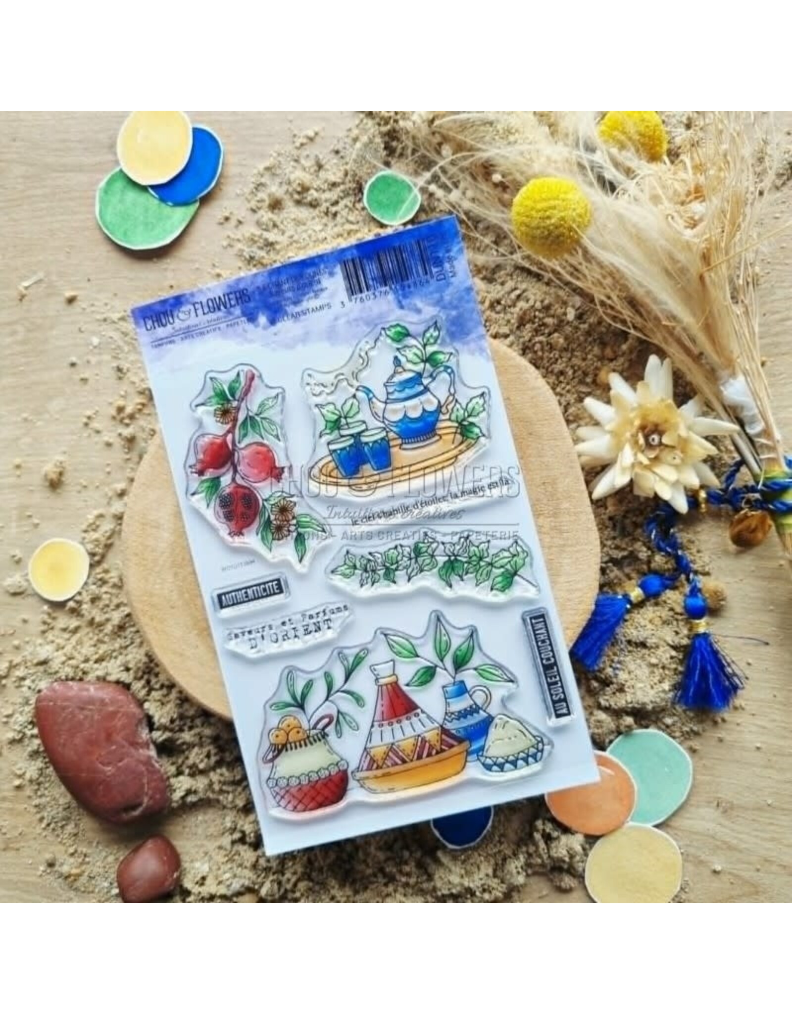 CHOU & FLOWERS CHOU & FLOWERS COLLECTION LE CHANT DES DUNES SAVEURS D'ORIENT A6 CLEAR STAMP SET