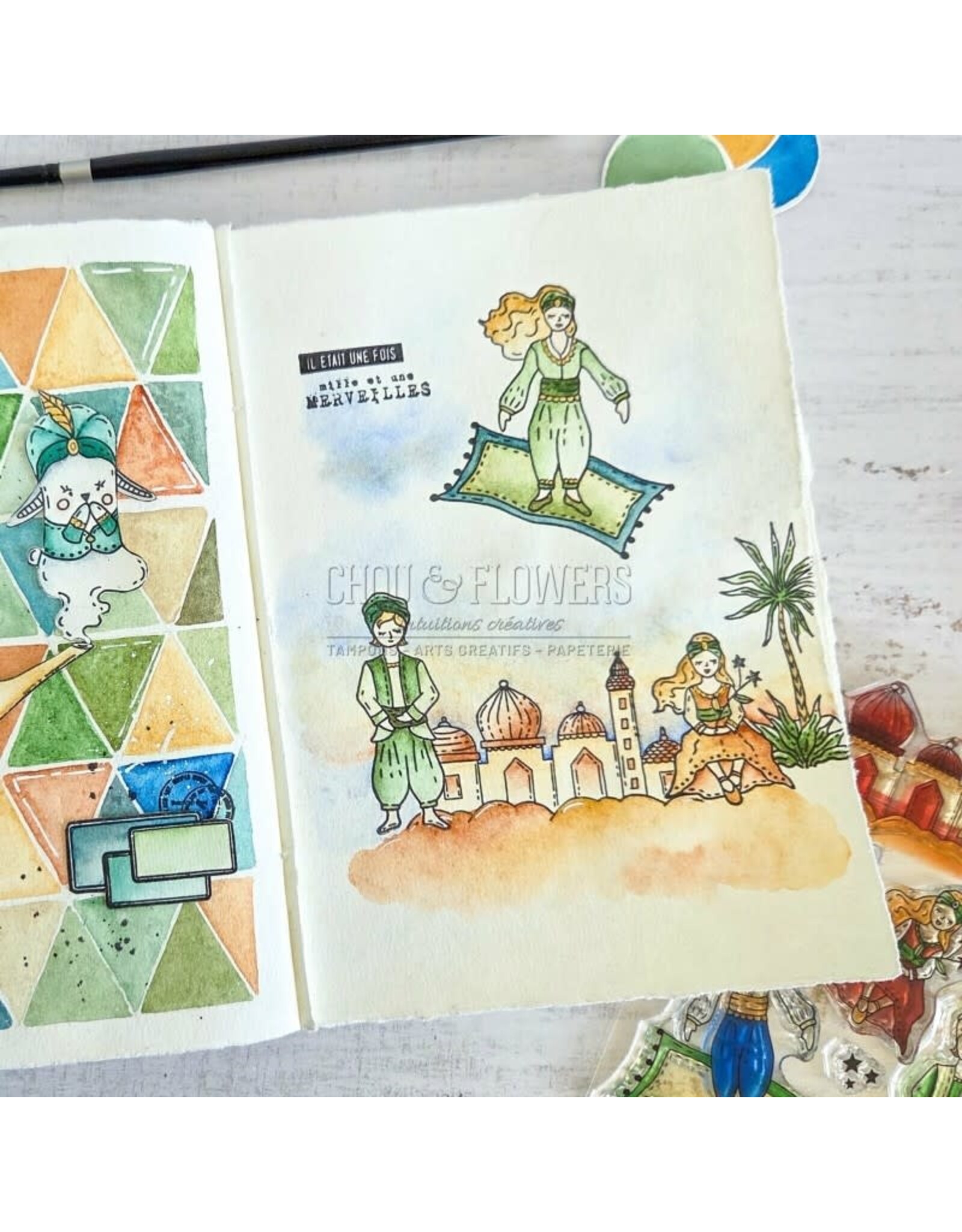 CHOU & FLOWERS CHOU & FLOWERS COLLECTION LE CHANT DES DUNES MILLE ET UNE NUITS A6 CLEAR STAMP SET
