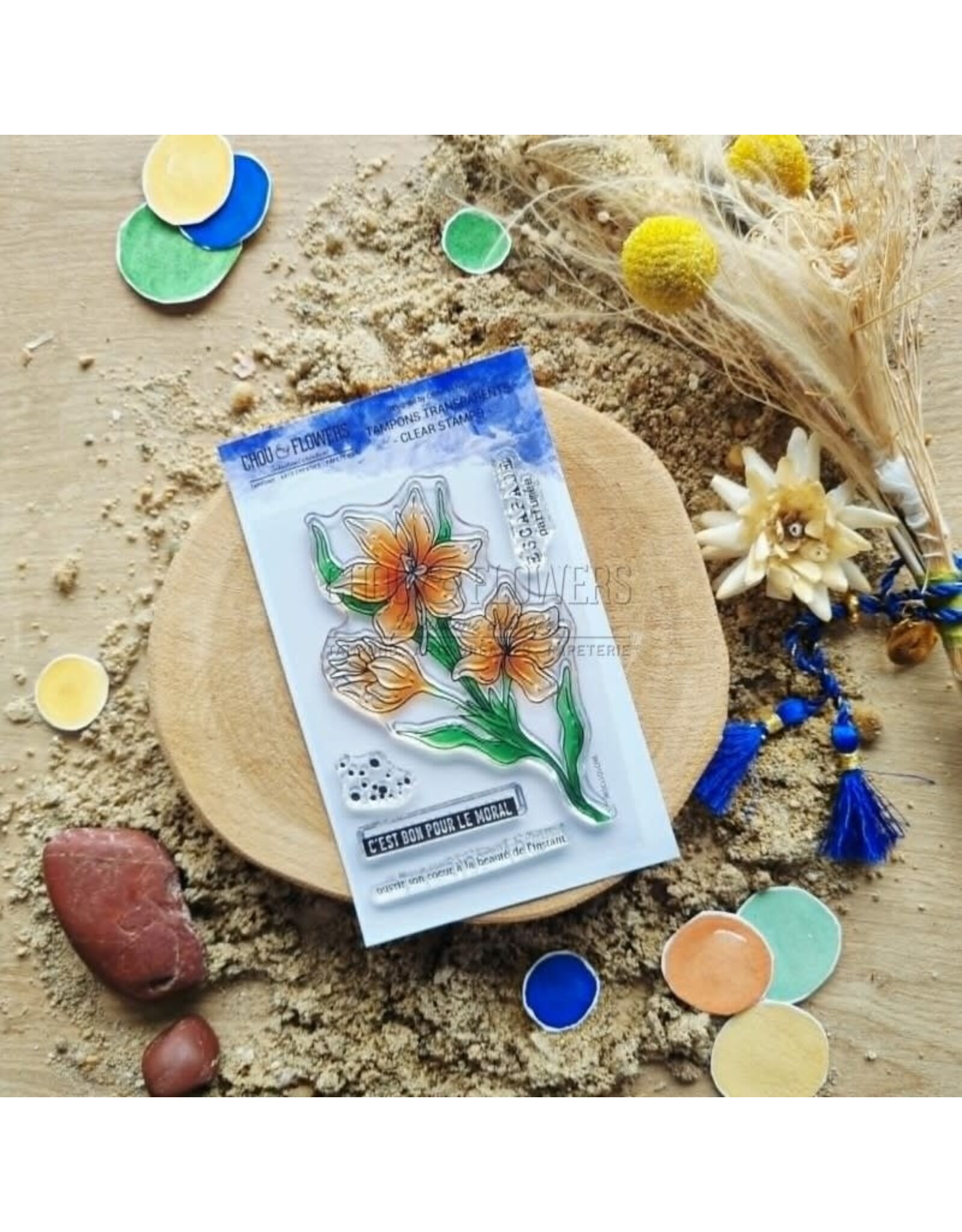 CHOU & FLOWERS CHOU & FLOWERS COLLECTION LE CHANT DES DUNES FLEUR DE SAFRAN A7 CLEAR STAMP SET