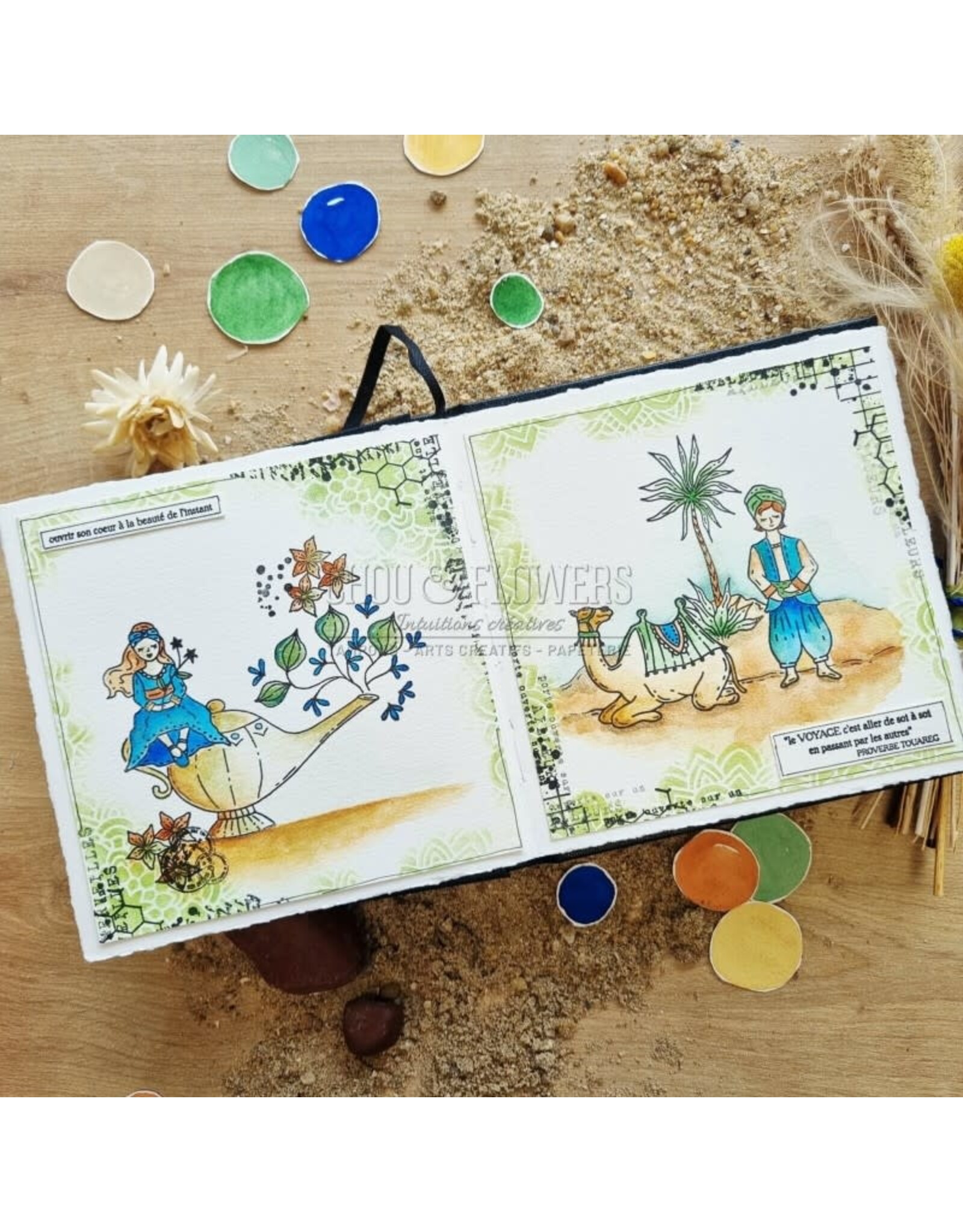 CHOU & FLOWERS CHOU & FLOWERS COLLECTION LE CHANT DES DUNES LAMPE DE GENIE A7 CLEAR STAMP SET