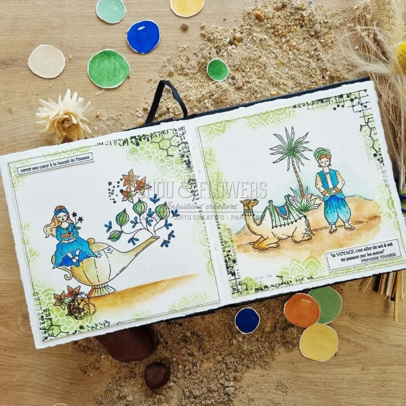 CHOU & FLOWERS CHOU & FLOWERS COLLECTION LE CHANT DES DUNES LAMPE DE GENIE A7 CLEAR STAMP SET