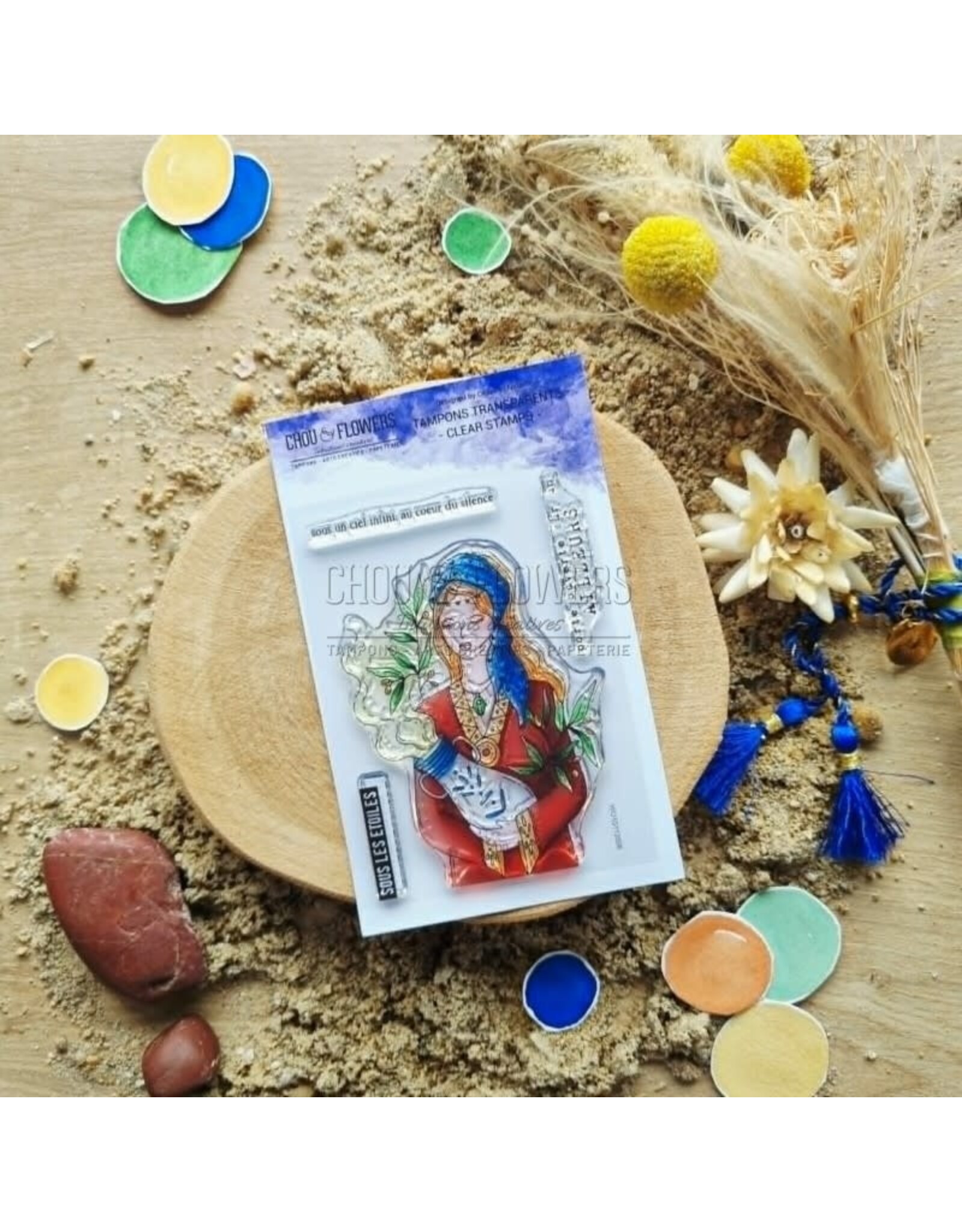 CHOU & FLOWERS CHOU & FLOWERS COLLECTION LE CHANT DES DUNES FILLE OASIS A7 CLEAR STAMP SET