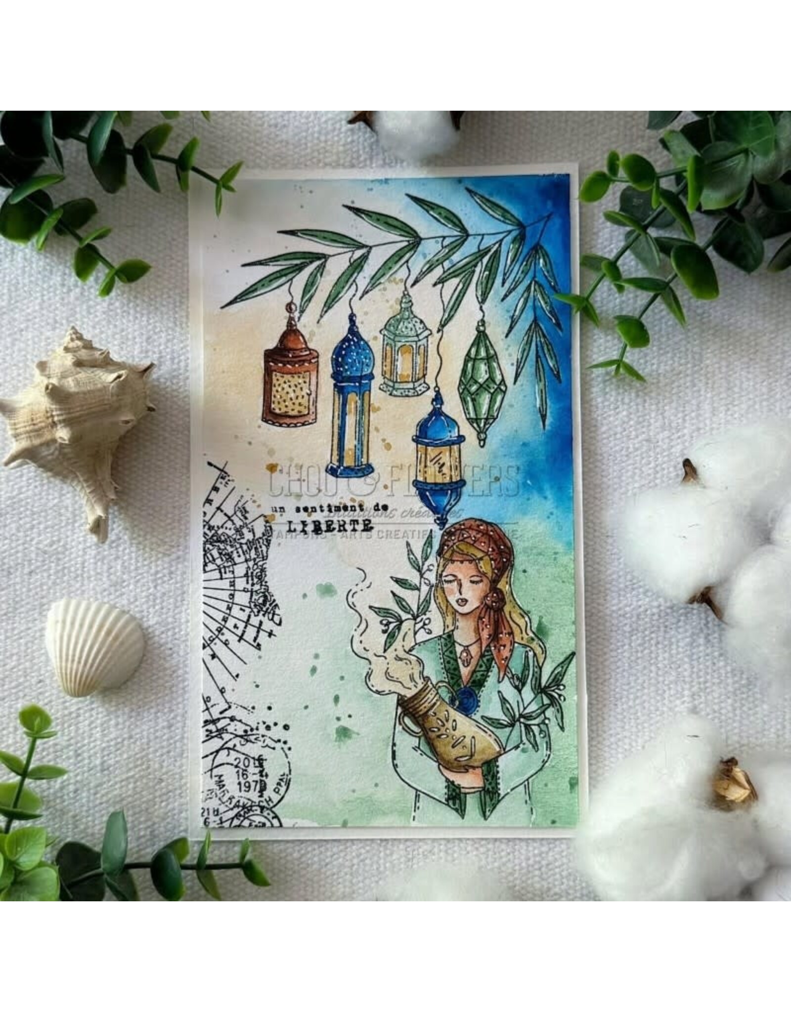 CHOU & FLOWERS CHOU & FLOWERS COLLECTION LE CHANT DES DUNES FILLE OASIS A7 CLEAR STAMP SET