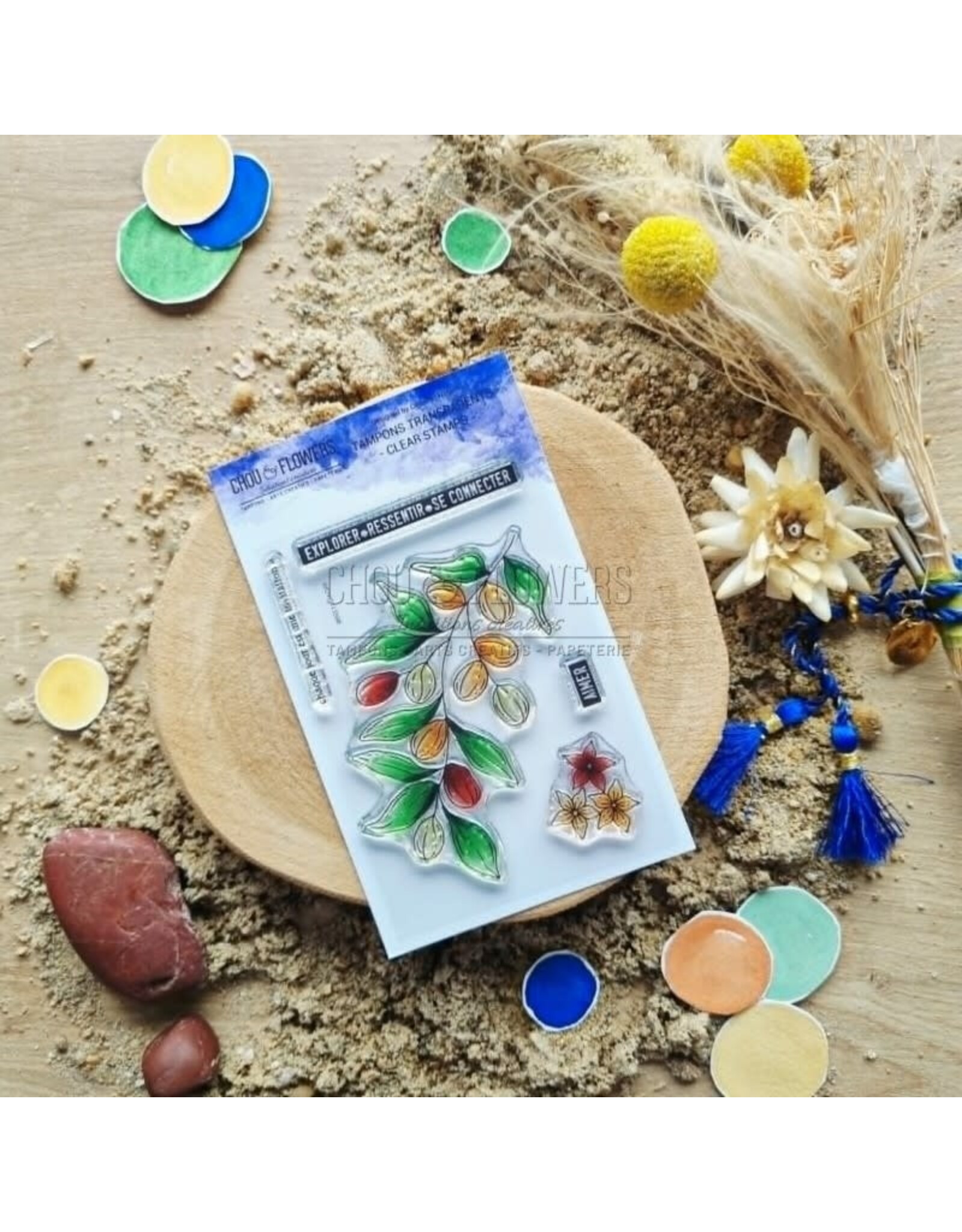 CHOU & FLOWERS CHOU & FLOWERS COLLECTION LE CHANT DES DUNES L'ARGANIER A7 CLEAR STAMP SET
