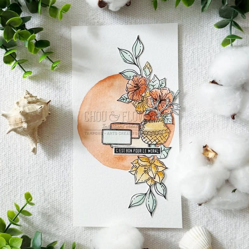 CHOU & FLOWERS CHOU & FLOWERS COLLECTION LE CHANT DES DUNES FLEURS EXOTIQUES A8 CLEAR STAMP