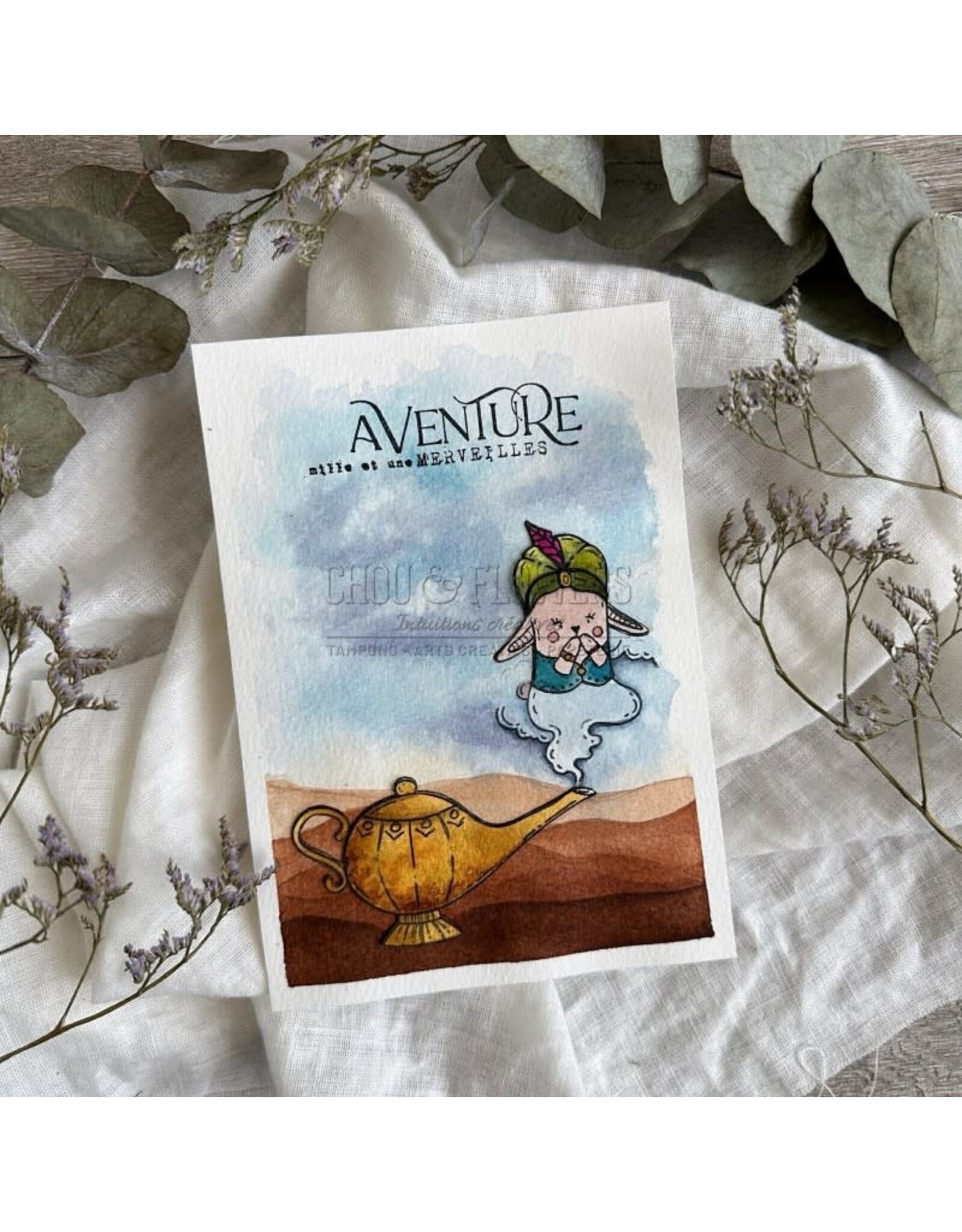 CHOU & FLOWERS CHOU & FLOWERS COLLECTION LE CHANT DES DUNES DOUDOU GENIE A8 CLEAR STAMP