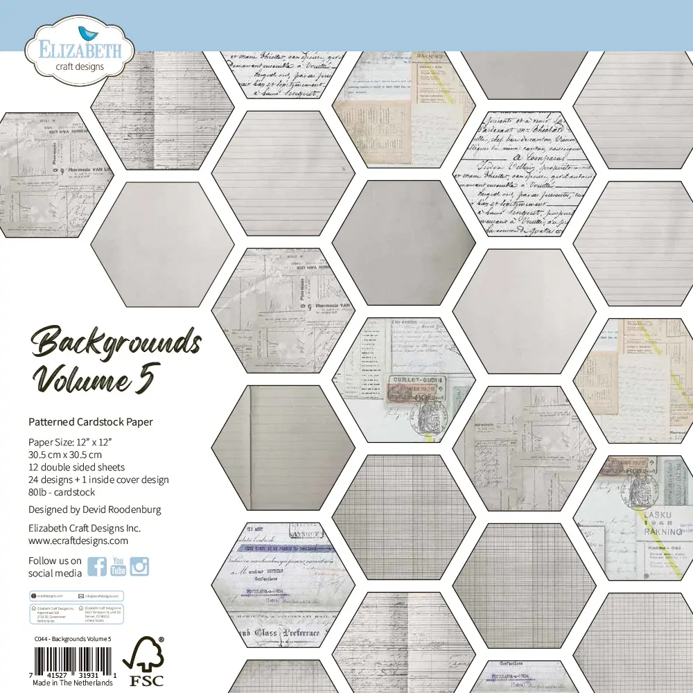 ELIZABETH CRAFT DESIGNS ELIZABETH CRAFT DESIGNS ART JOURNAL SPECIALS BY DEVID BACKGROUNDS VOLUME 5 12X12 PAPER PACK