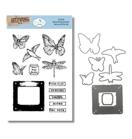ELIZABETH CRAFT DESIGNS ELIZABETH CRAFT DESIGNS BEAUTIFULLY WORN WHERE WINGS WANDER CLEAR STAMP AND DIE SET