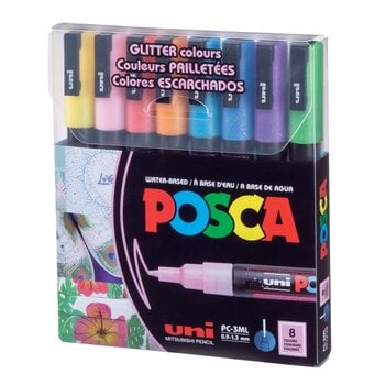 POSCA UNI POSCA PC-3ML GLITTER COLORS PAINT MARKER SET 8/PK