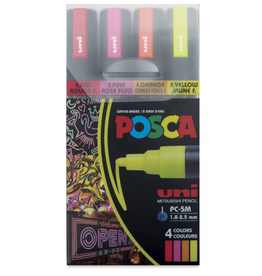 POSCA UNI POSCA PC-5M NEON COLORS PAINT MARKER SET 4/PK