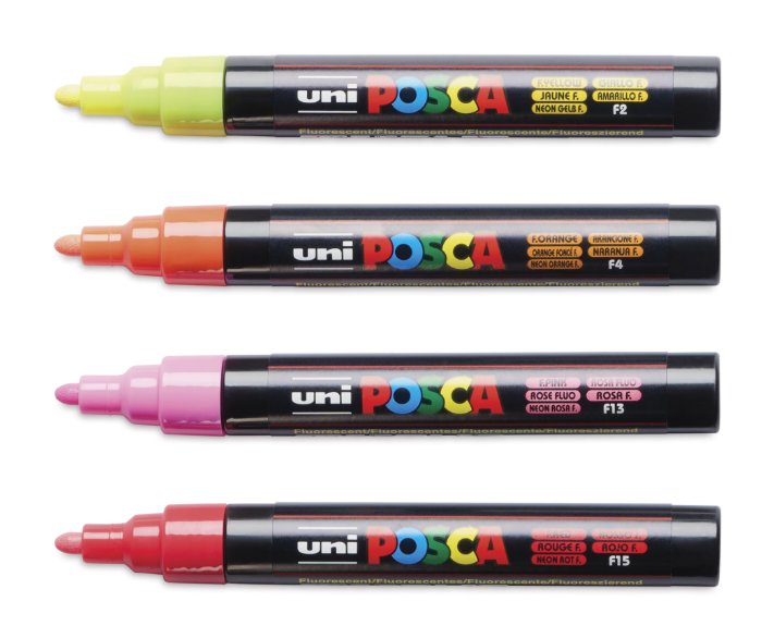 POSCA UNI POSCA PC-5M NEON COLORS PAINT MARKER SET 4/PK