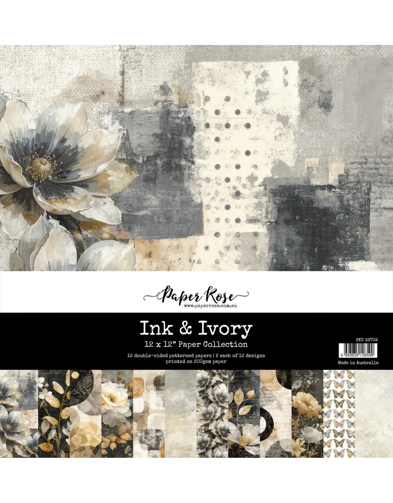 PAPER ROSE PAPER ROSE INK & IVORY 12x12 PAPER COLLECTION