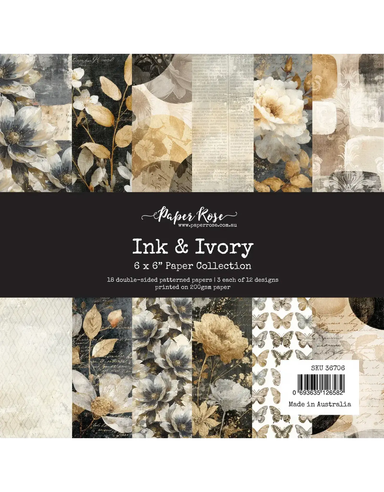 PAPER ROSE PAPER ROSE INK & IVORY 6x6 PAPER COLLECTION