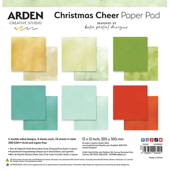 ARDEN CREATIVE STUDIO ARDEN CREATIVE STUDIO CHRISTMAS CHEER SOLIDS 12x12 PAPER PAD 24 SHEETS
