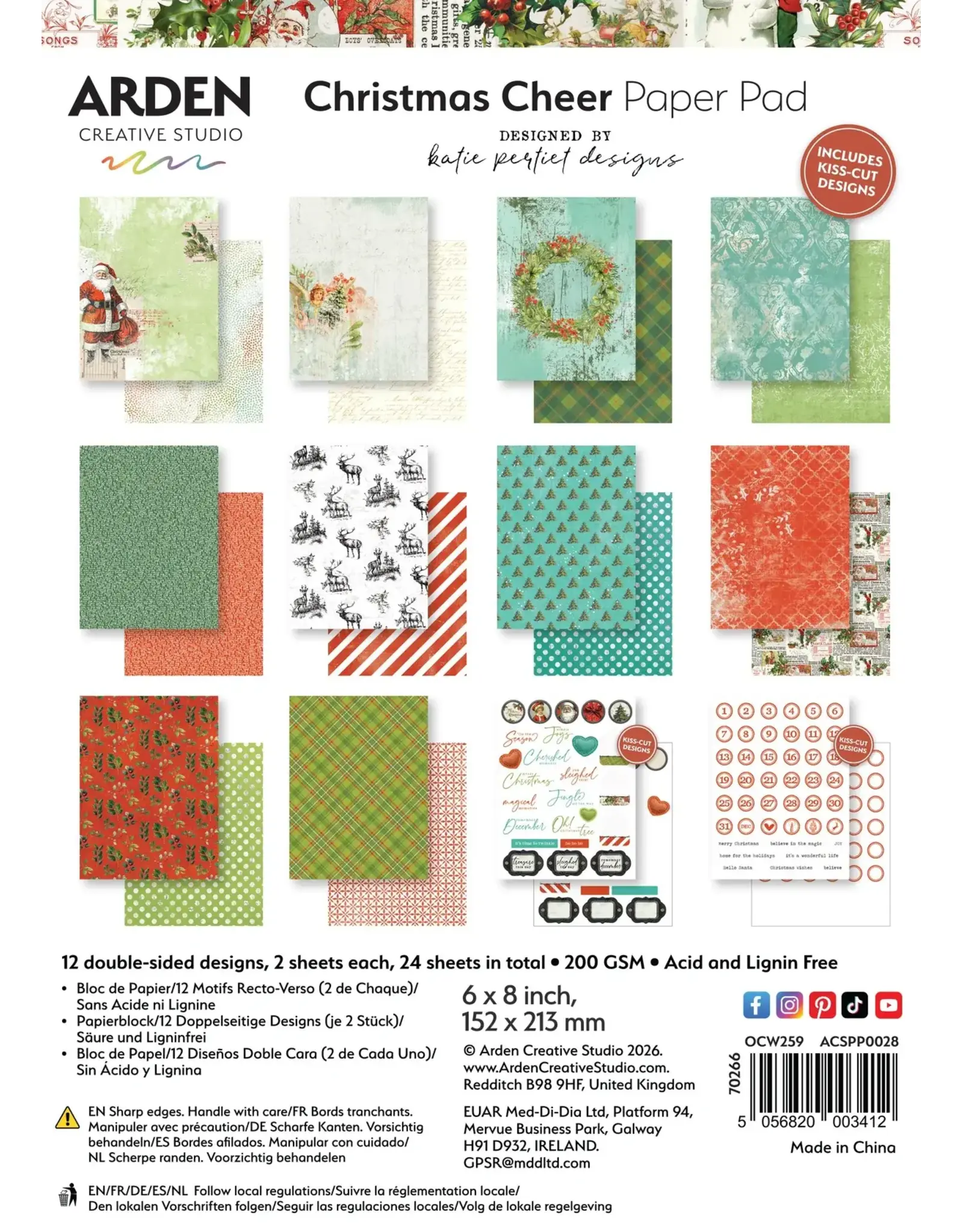 ARDEN CREATIVE STUDIO ARDEN CREATIVE STUDIO CHRISTMAS CHEER 6x8 PAPER PAD