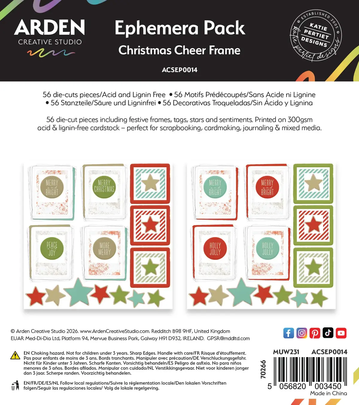 ARDEN CREATIVE STUDIO ARDEN CREATIVE STUDIO CHRISTMAS CHEER FRAME EPHEMERA DIE-CUTS