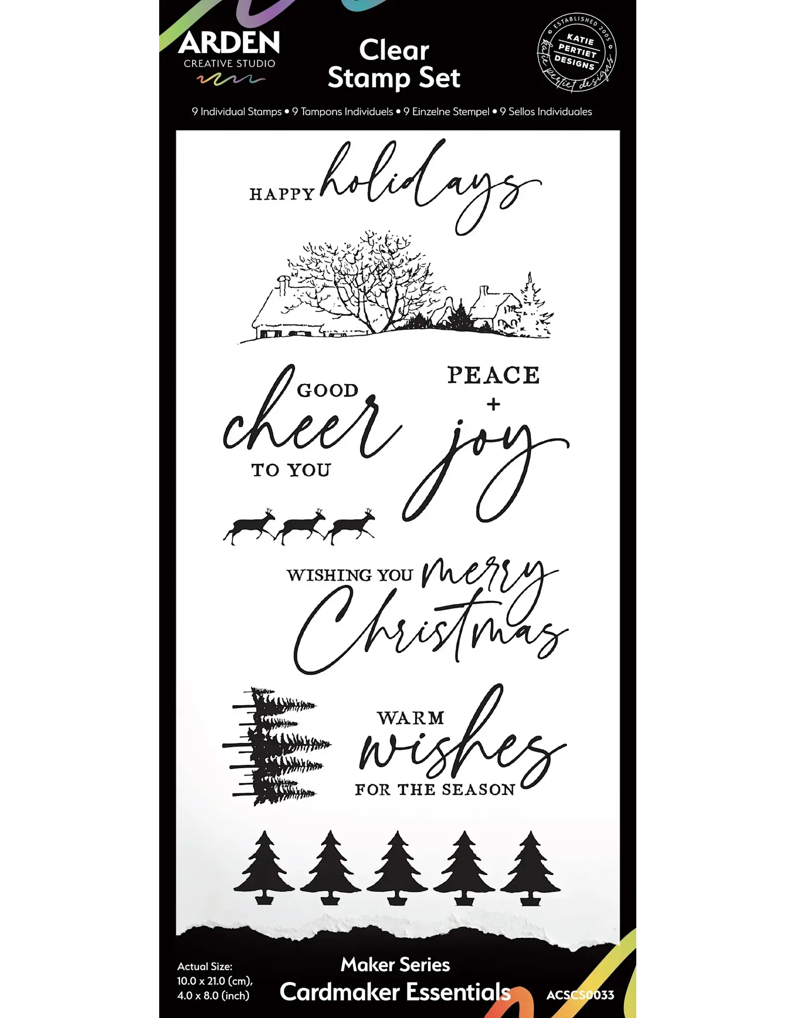 ARDEN CREATIVE STUDIO ARDEN CREATIVE STUDIO MAKER SERIES CARDMAKER ESSENTIALS 4x8 CLEAR STAMP SET