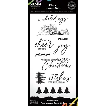 ARDEN CREATIVE STUDIO ARDEN CREATIVE STUDIO MAKER SERIES CARDMAKER ESSENTIALS 4x8 CLEAR STAMP SET