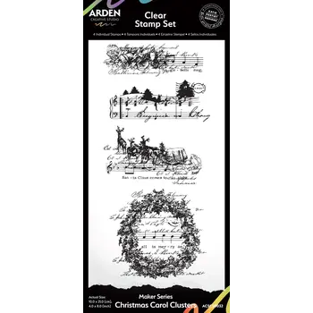 ARDEN CREATIVE STUDIO ARDEN CREATIVE STUDIO MAKER SERIES CHRISTMAS CAROL CLUSTERS 4x8 CLEAR STAMP SET