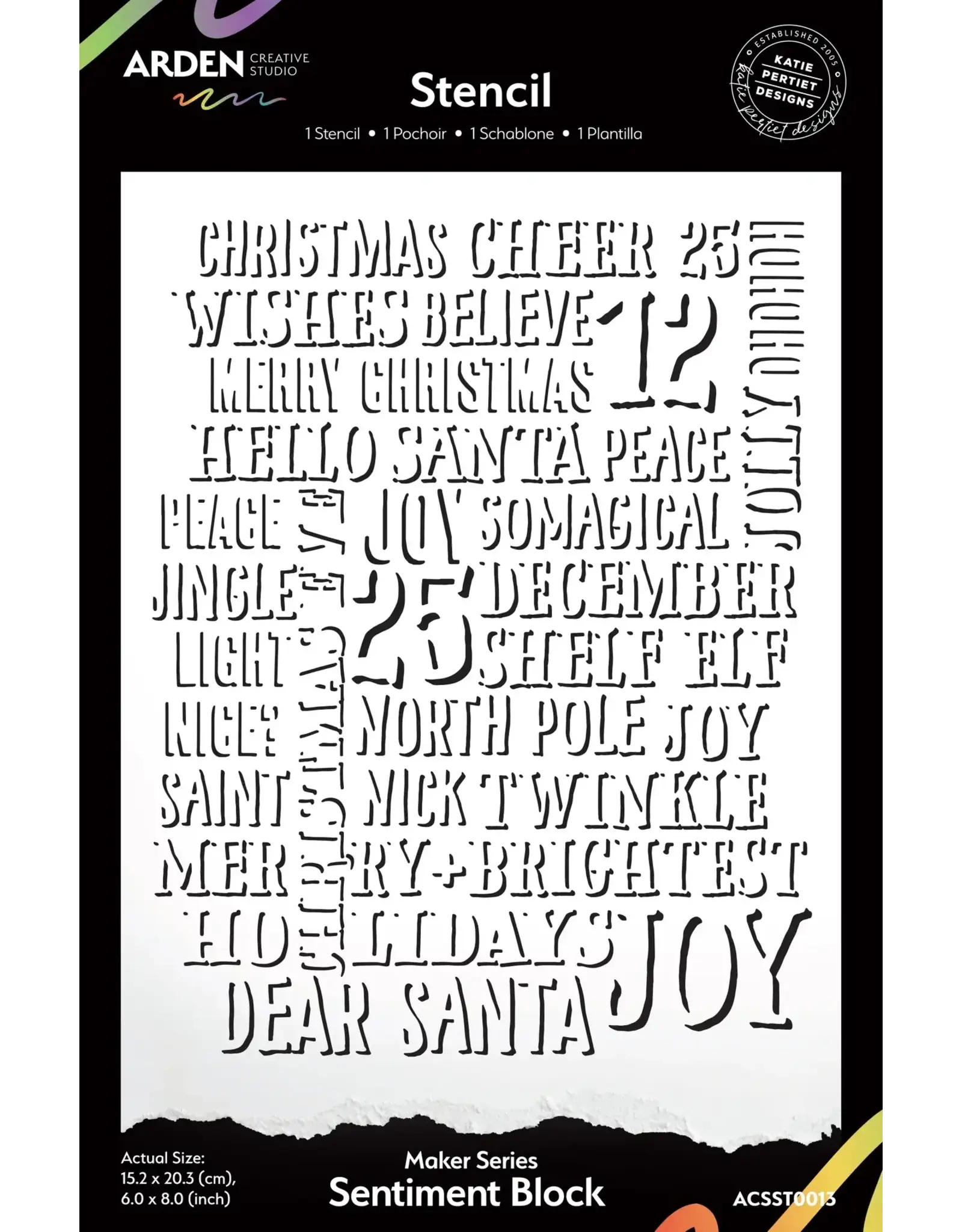 ARDEN CREATIVE STUDIO ARDEN CREATIVE STUDIO MAKER SERIES SENTIMENT BLOCK 6x8 STENCIL