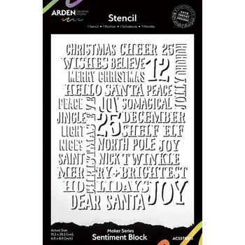 ARDEN CREATIVE STUDIO ARDEN CREATIVE STUDIO MAKER SERIES SENTIMENT BLOCK 6x8 STENCIL