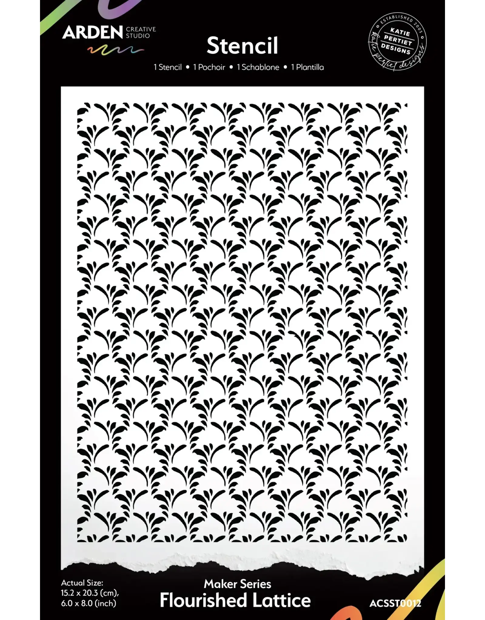 ARDEN CREATIVE STUDIO ARDEN CREATIVE STUDIO MAKER SERIES FLOURISHED LATTICE 6x8 STENCIL