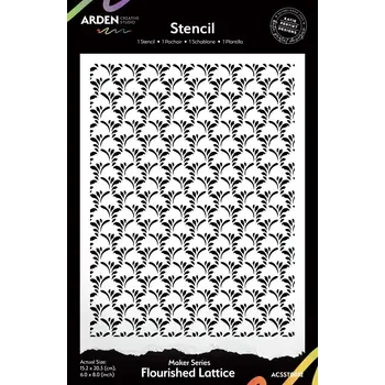 ARDEN CREATIVE STUDIO ARDEN CREATIVE STUDIO MAKER SERIES FLOURISHED LATTICE 6x8 STENCIL