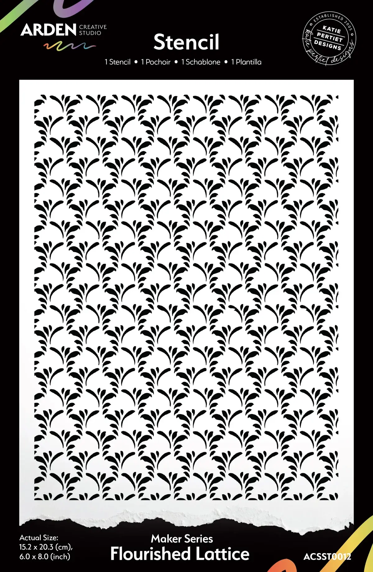 ARDEN CREATIVE STUDIO ARDEN CREATIVE STUDIO MAKER SERIES FLOURISHED LATTICE 6x8 STENCIL