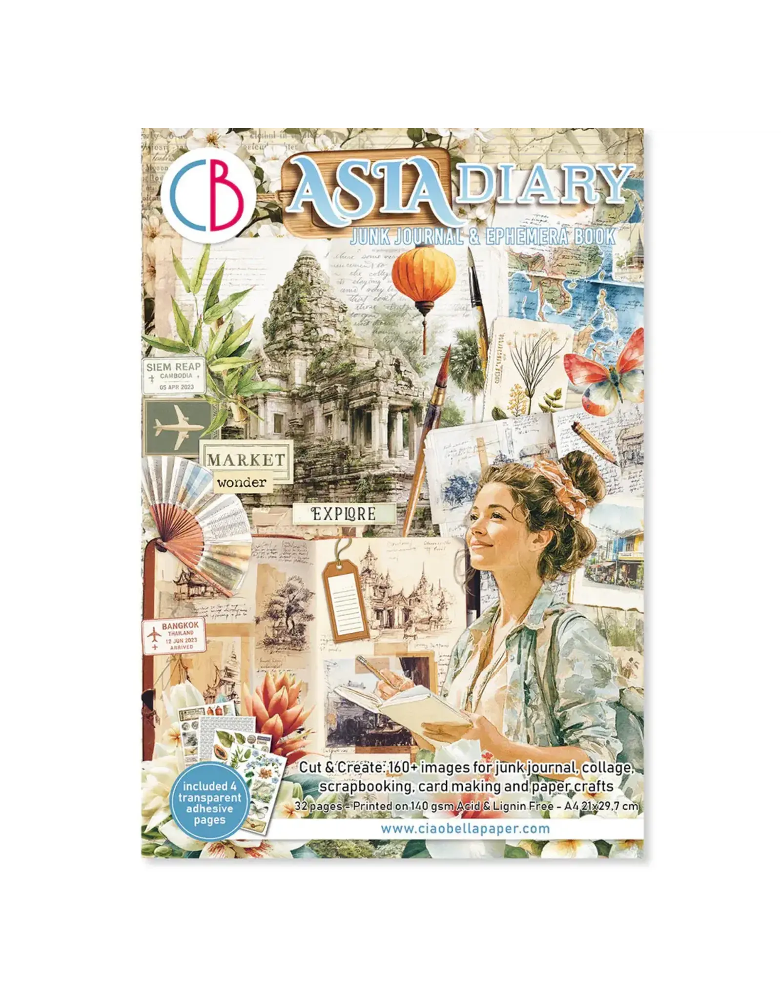 CIAO BELLA CIAO BELLA ASIA DIARY JUNK JOURNAL & EPHEMERA 32/PK