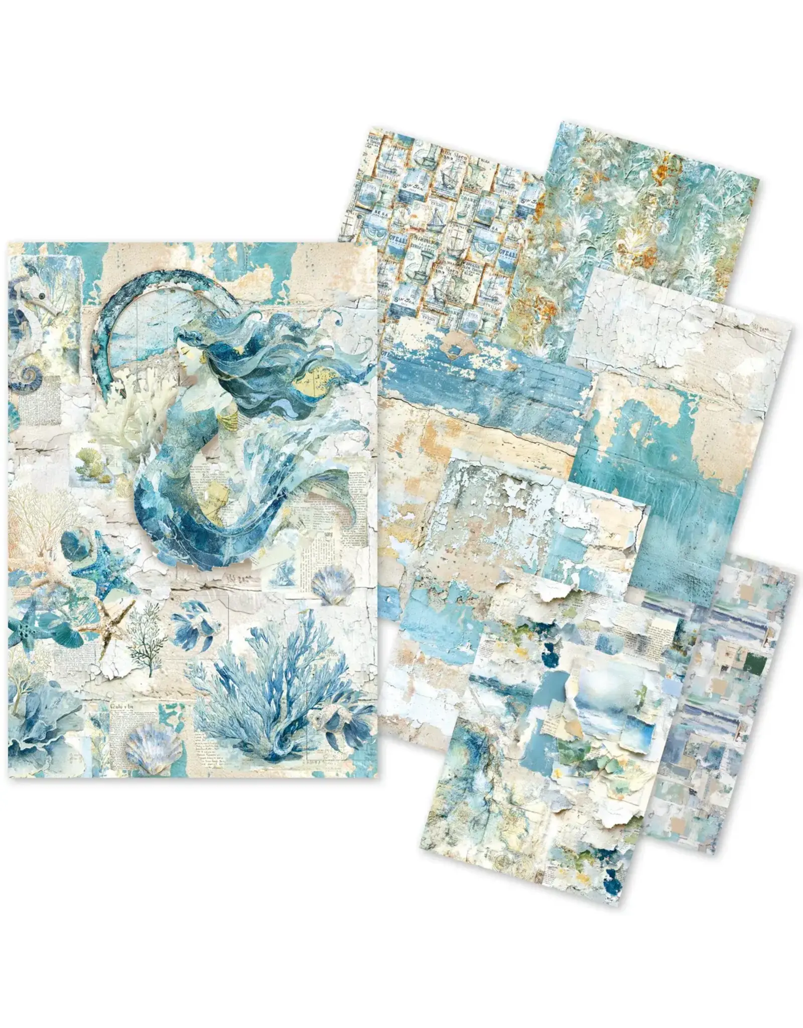 CIAO BELLA CIAO BELLA CRAFTMIX EDGE OF THE OCEAN MIXED A5 TISSUE & VELLUM PAPER 8/PK