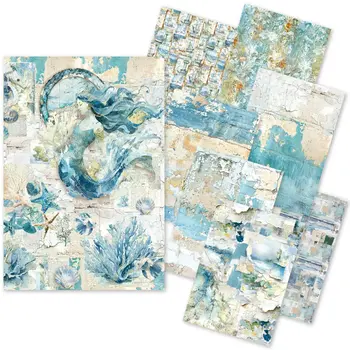 CIAO BELLA CIAO BELLA CRAFTMIX EDGE OF THE OCEAN MIXED A5 TISSUE & VELLUM PAPER 8/PK