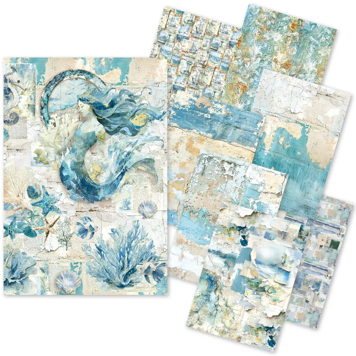 CIAO BELLA CIAO BELLA CRAFTMIX EDGE OF THE OCEAN MIXED A5 TISSUE & VELLUM PAPER 8/PK