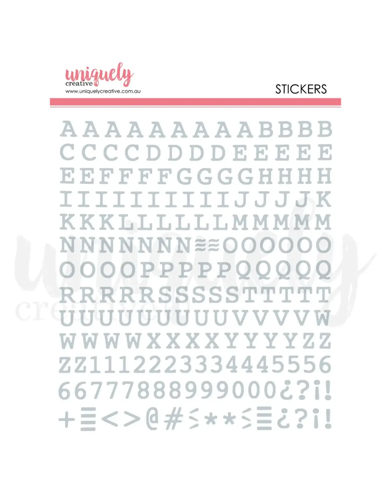 UNIQUELY CREATIVE UNIQUELY CREATIVE UPPERCASE PUFFY SILVER ALPHA STICKERS
