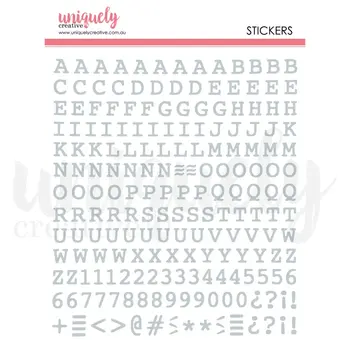 UNIQUELY CREATIVE UNIQUELY CREATIVE UPPERCASE PUFFY SILVER ALPHA STICKERS
