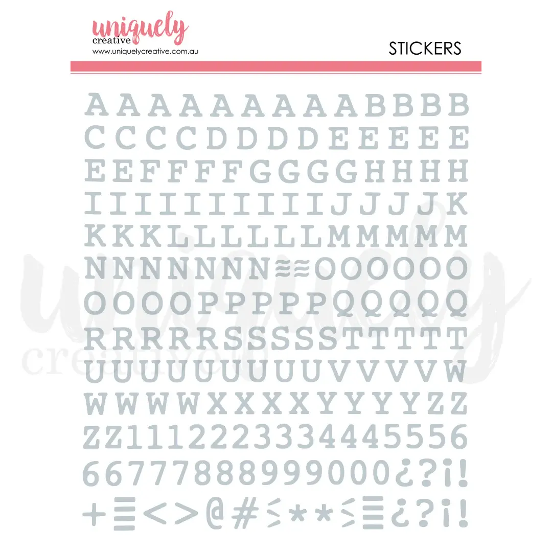UNIQUELY CREATIVE UNIQUELY CREATIVE UPPERCASE PUFFY SILVER ALPHA STICKERS