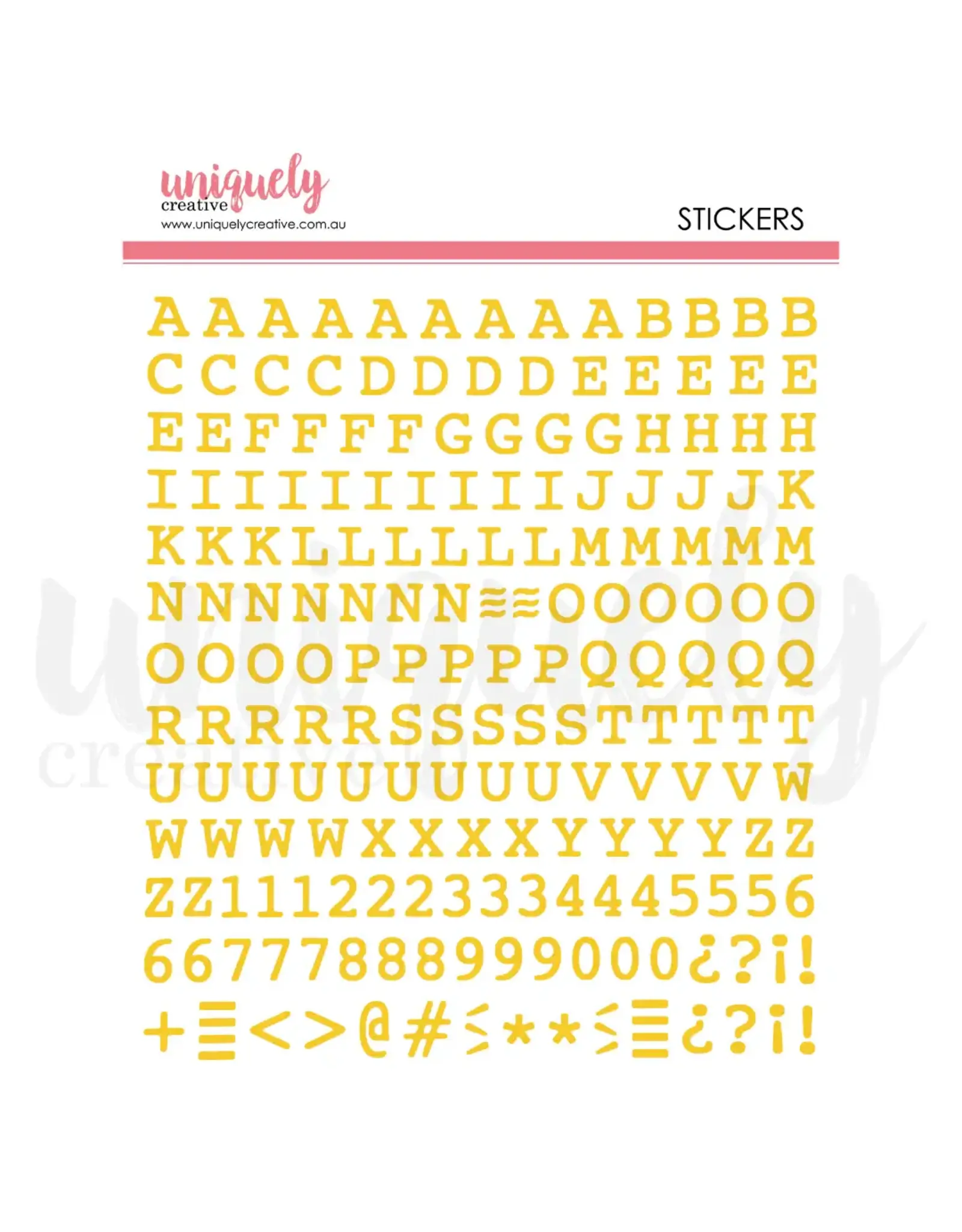 UNIQUELY CREATIVE UNIQUELY CREATIVE UPPERCASE PUFFY GOLD ALPHA STICKERS