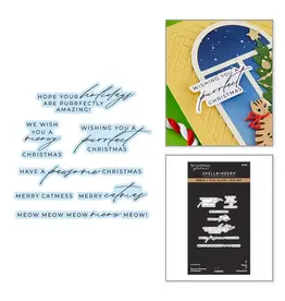 SPELLBINDERS SPELLBINDERS BETTERPRESS YANA SMAKULA MEOWY CHRISTMAS SENTIMENTS PRESS & FOIL PLATE & DIE SET