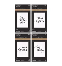 SPELLBINDERS SPELLBINDERS BETTERPRESS UPRIGHT ITALIC HOLIDAY SENTIMENTS PRESS + FOIL PLATE BUNDLE